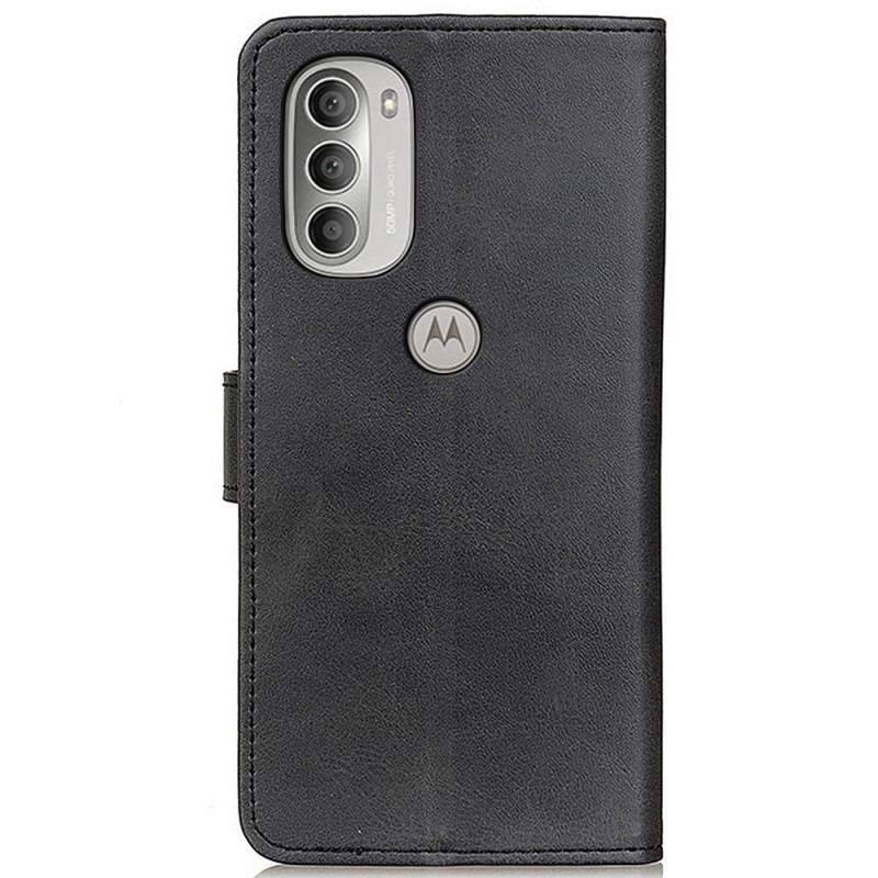 Capa De Couro Para Moto G51 5G Efeito De Couro Fosco Retrô