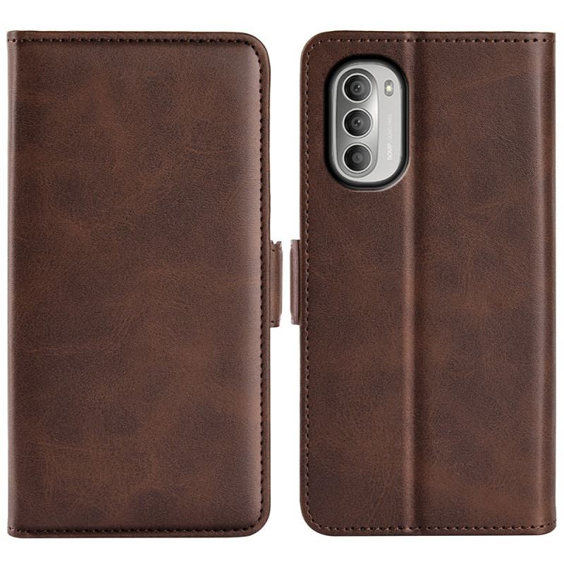 Capa De Couro Para Moto G51 5G Flip Aba Dupla