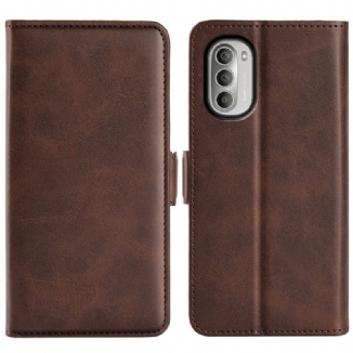 Capa De Couro Para Moto G51 5G Flip Aba Dupla