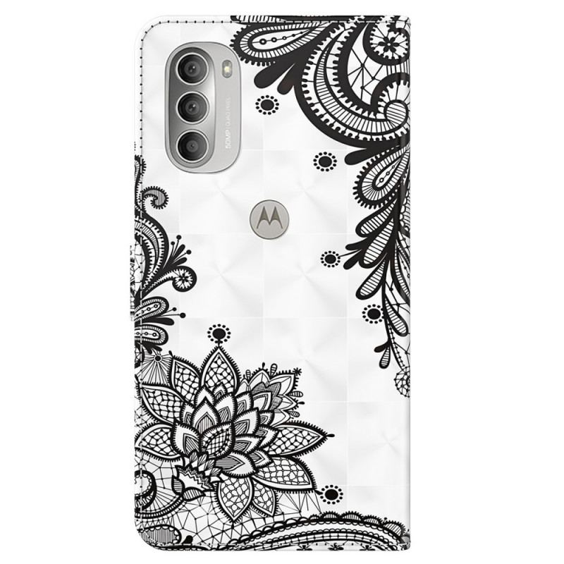 Capa De Couro Para Moto G51 5G Renda Chique