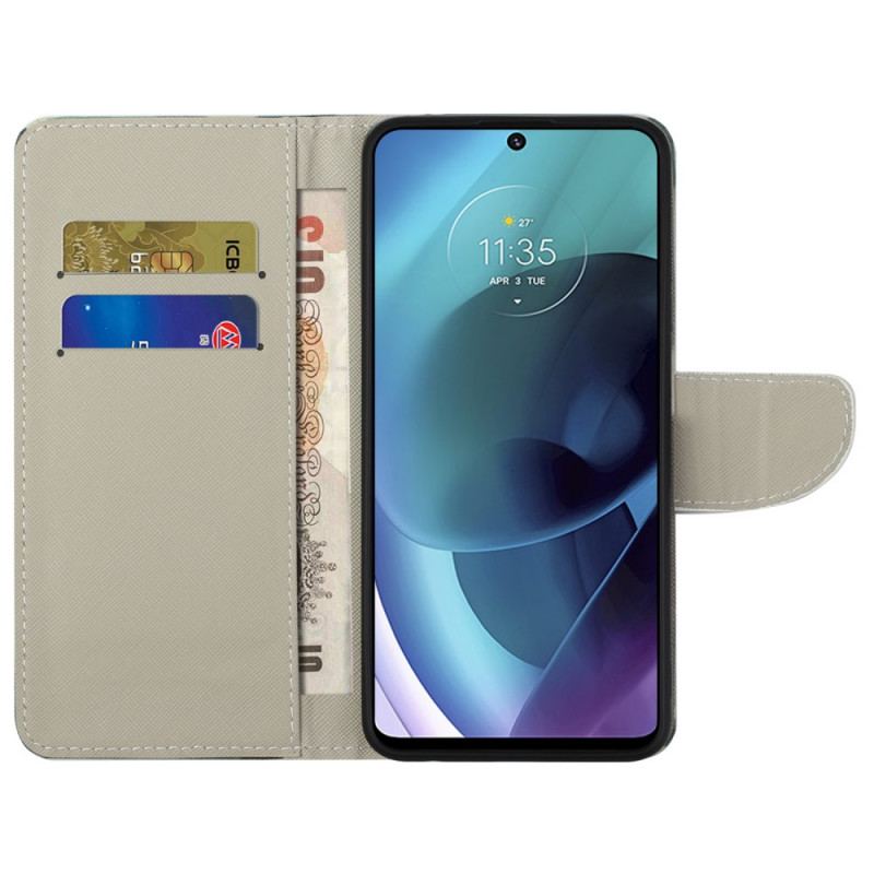 Capa De Couro Para Moto G51 5G Torre Eiffel Retrô