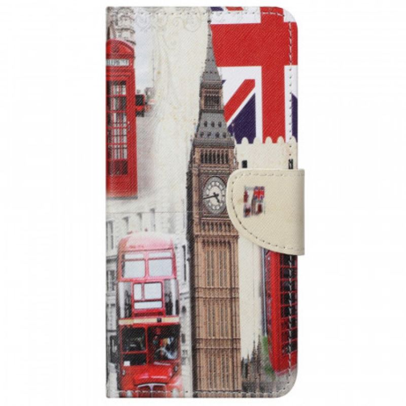 Capa De Couro Para Moto G51 5G Vida Em Londres