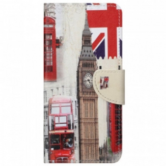 Capa De Couro Para Moto G51 5G Vida Em Londres