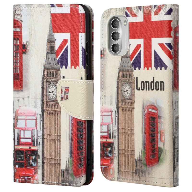 Capa De Couro Para Moto G51 5G Vida Em Londres