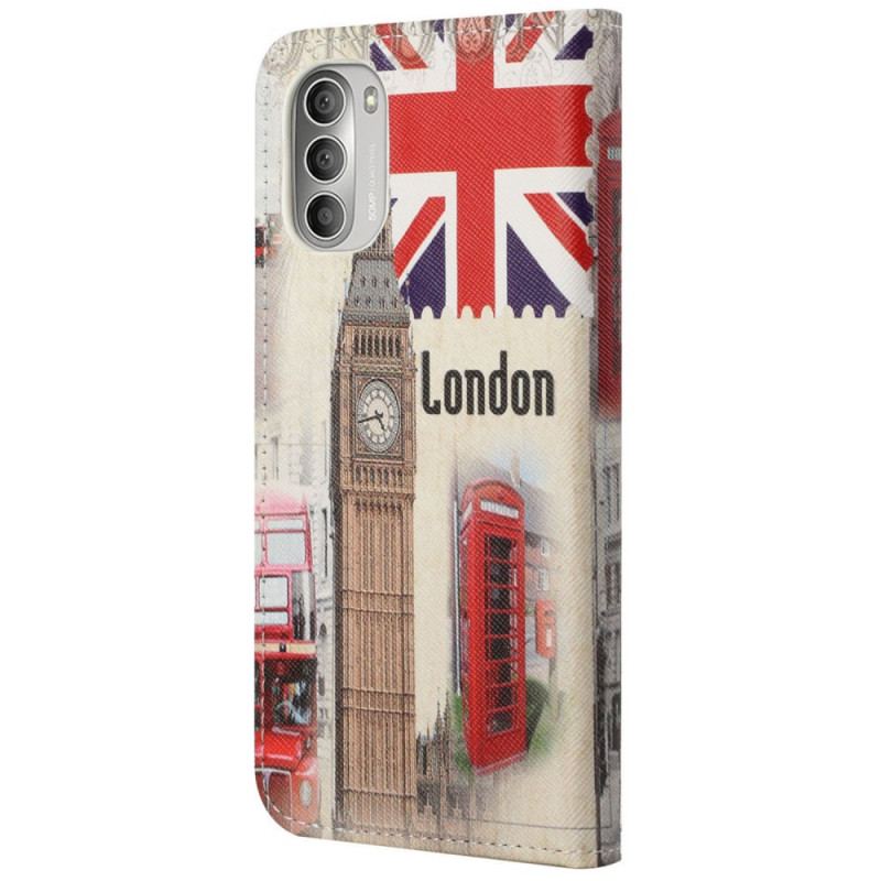 Capa De Couro Para Moto G51 5G Vida Em Londres