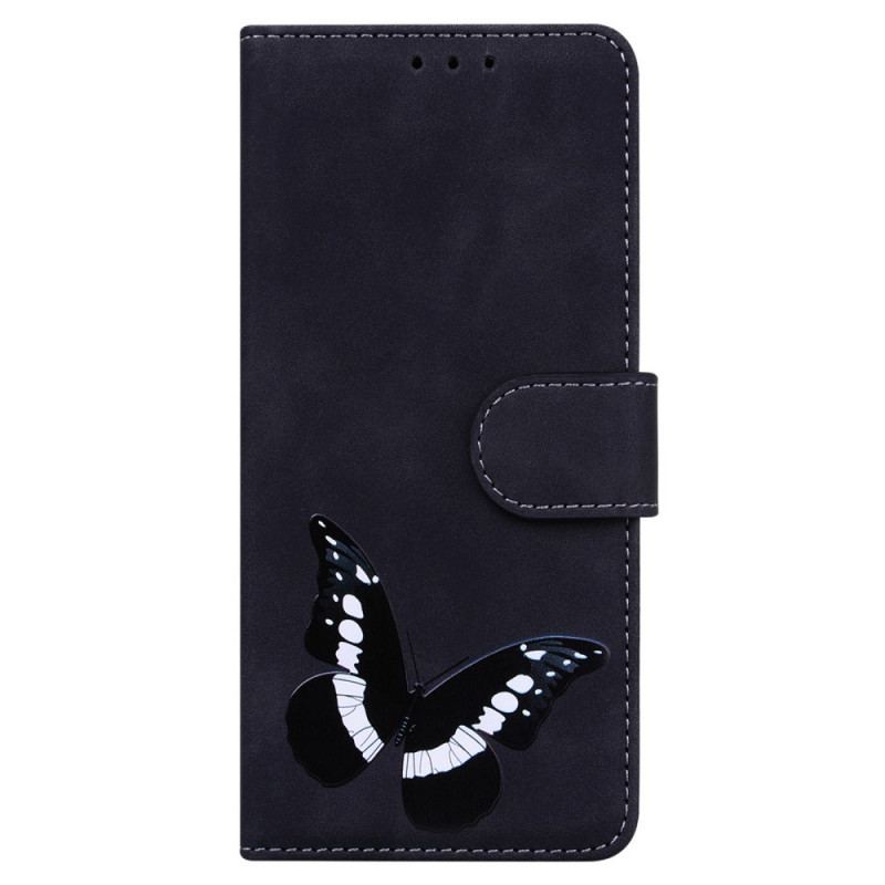 Capa Flip Para Moto G51 5G Borboleta Com Toque De Pele