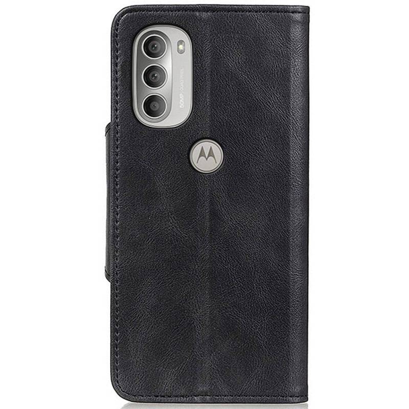 Capa Flip Para Moto G51 5G Couro Sintético Vintage E Botão