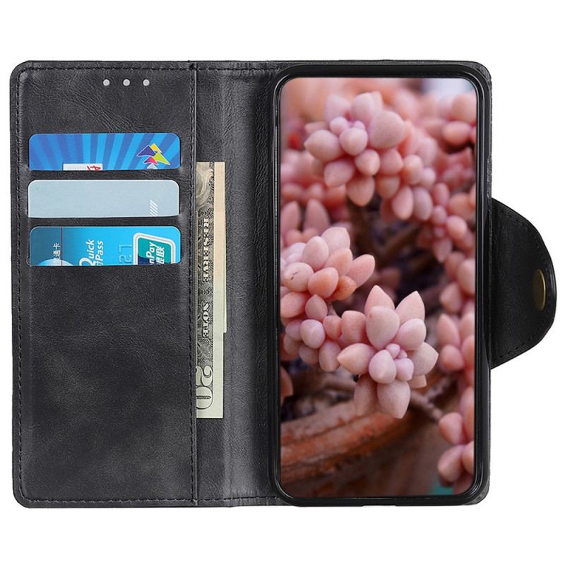 Capa Flip Para Moto G51 5G Couro Sintético Vintage E Botão