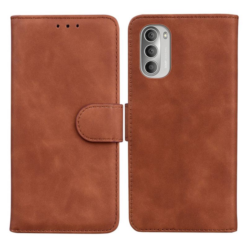 Capa Flip Para Moto G51 5G Efeito Couro Monocromático