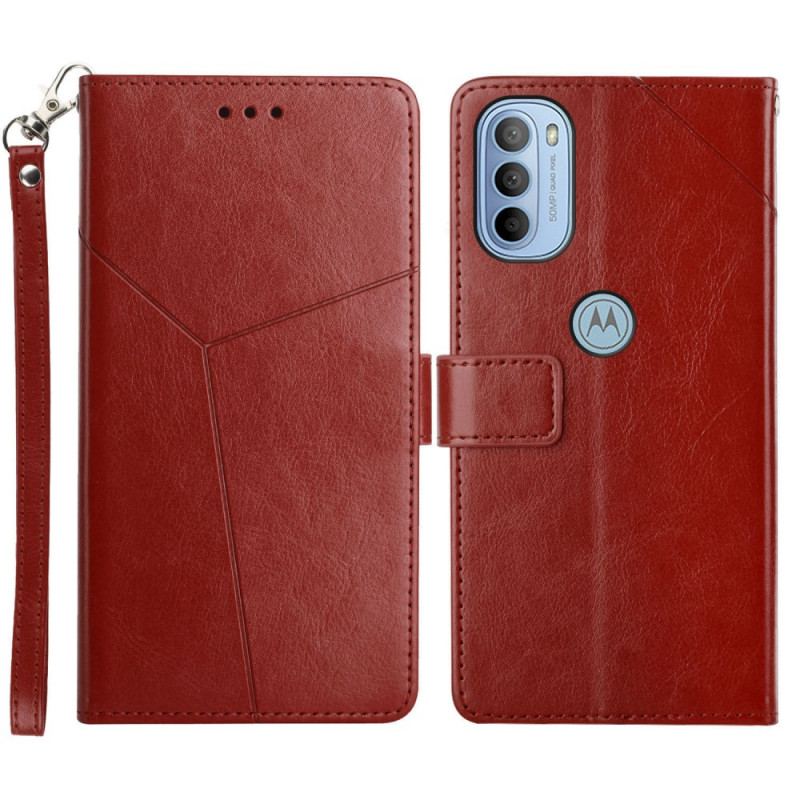 Capa Flip Para Moto G51 5G Estilo Couro Geo Y Design