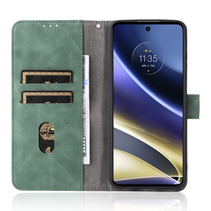 Capa Flip Para Moto G51 5G Toque De Pele Vintage