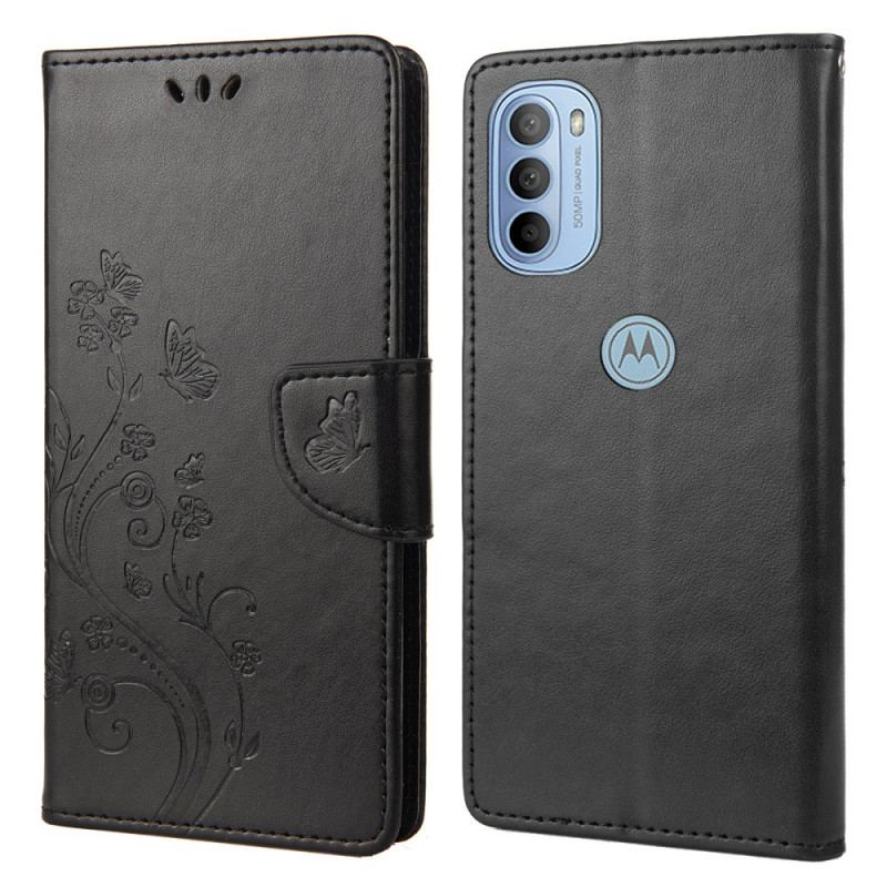 Capa Folio Para Moto G51 5G De Cordão Borboletas Esplêndidas