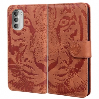 Capa Folio Para Moto G51 5G Estampa Cara De Tigre