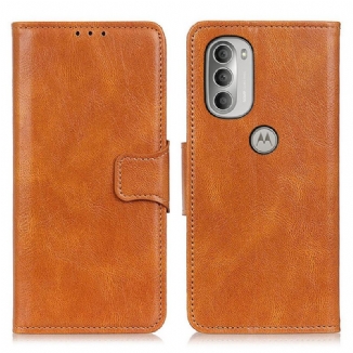 Capa Folio Para Moto G51 5G Fecho Reversível Efeito Couro