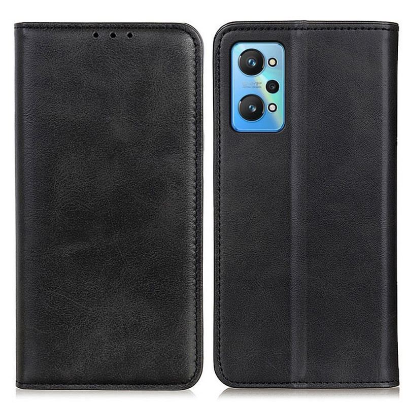 Capa De Celular Para Realme GT Neo 3T / Neo 2 Flip Couro Rachado Elegância