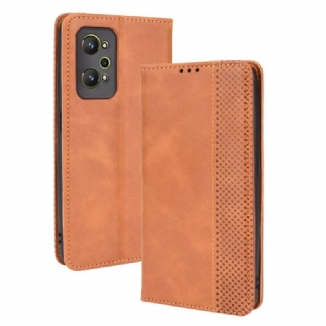 Capa De Celular Para Realme GT Neo 3T / Neo 2 Flip Efeito Couro Vintage Estilizado