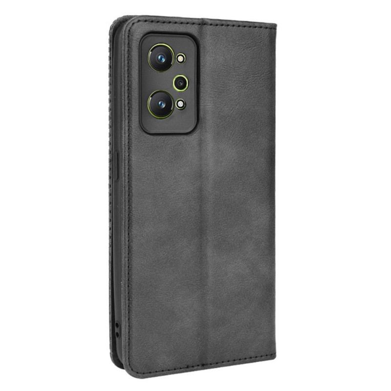 Capa De Celular Para Realme GT Neo 3T / Neo 2 Flip Efeito Couro Vintage Estilizado