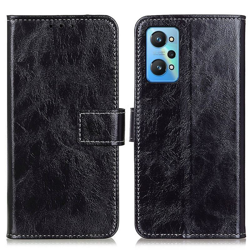 Capa De Couro Para Realme GT Neo 3T / Neo 2 Costuras Brilhantes E Expostas