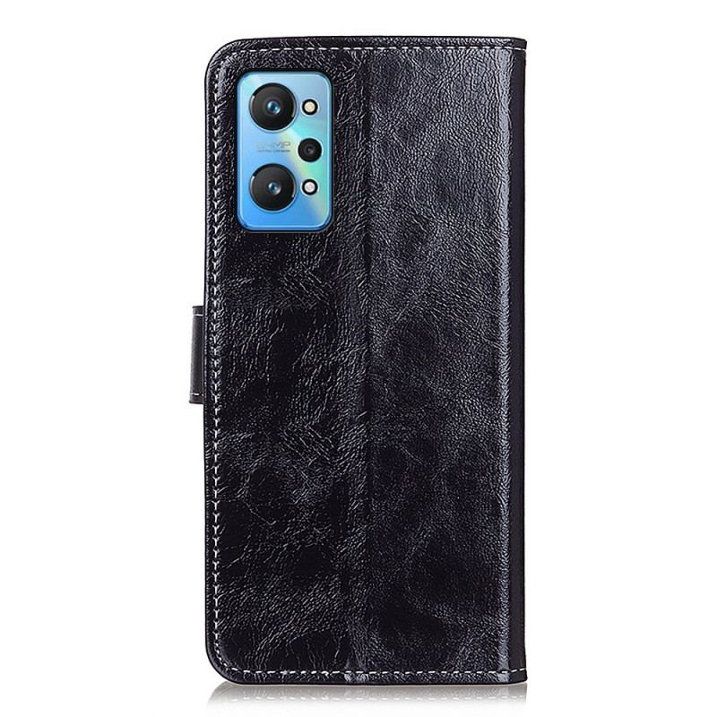 Capa De Couro Para Realme GT Neo 3T / Neo 2 Costuras Brilhantes E Expostas