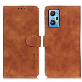 Capa De Couro Para Realme GT Neo 3T / Neo 2 Efeito Couro Fosco Vintage Khazneh