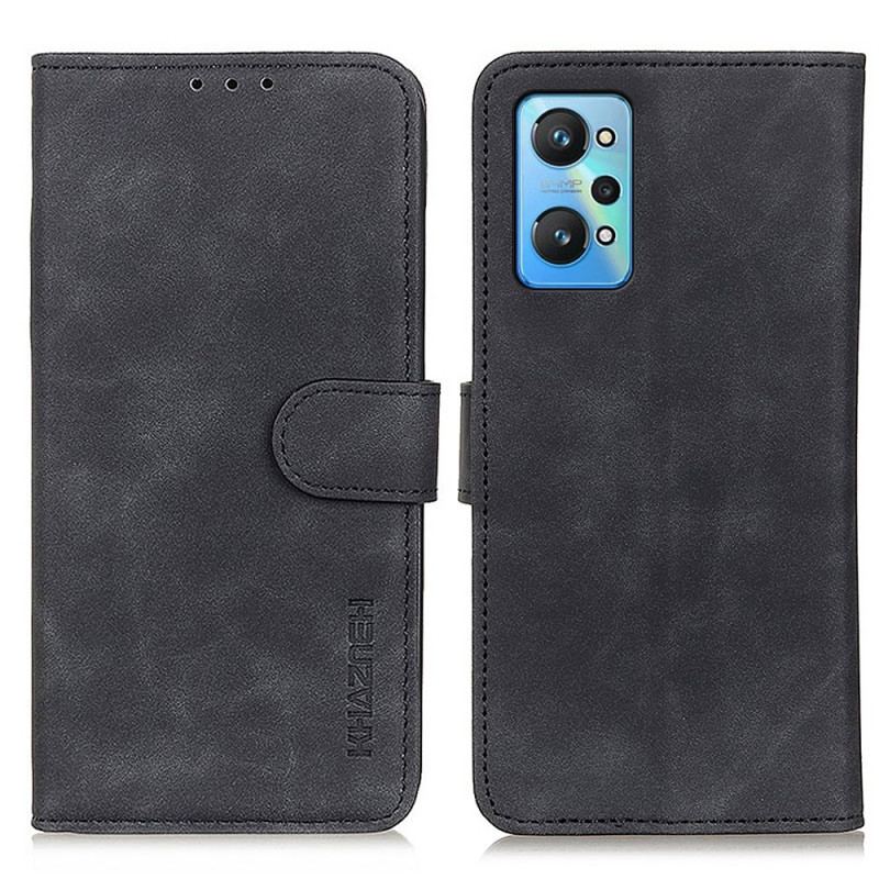 Capa De Couro Para Realme GT Neo 3T / Neo 2 Efeito Couro Fosco Vintage Khazneh