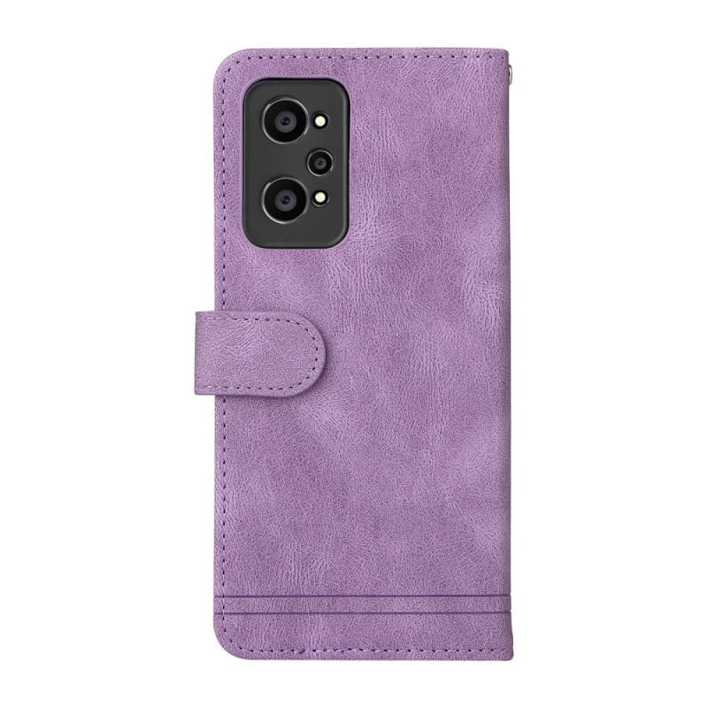 Capa Em Pele Para Realme GT Neo 3T / Neo 2 Correia E Rebite De Couro Sintético