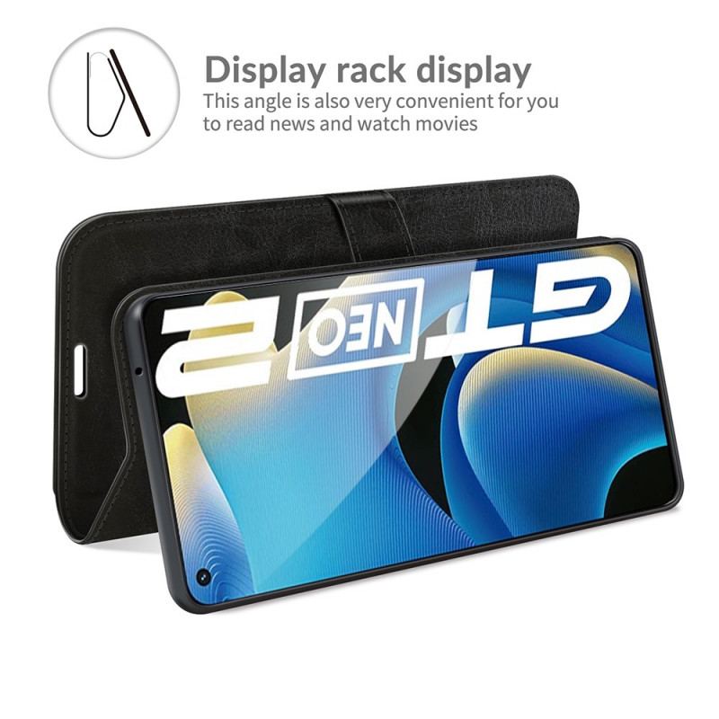 Capa Em Pele Para Realme GT Neo 3T / Neo 2 Efeito Couro Designer