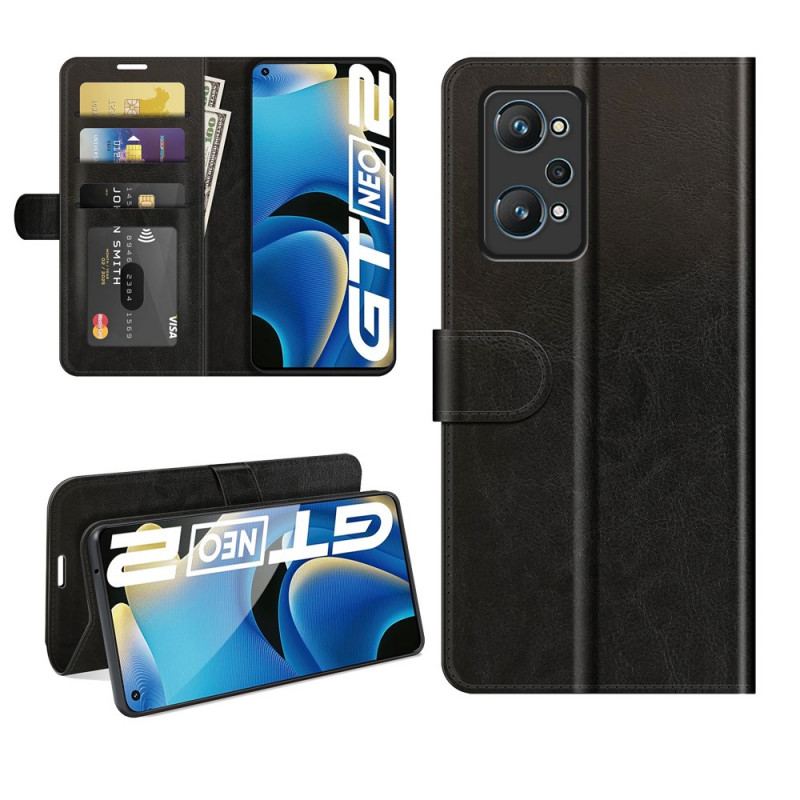 Capa Em Pele Para Realme GT Neo 3T / Neo 2 Efeito Couro Designer