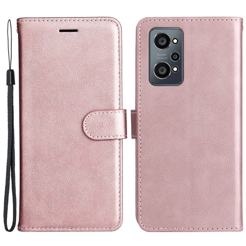 Capa Flip Para Realme GT Neo 3T / Neo 2 De Cordão Efeito De Couro Com Tiras