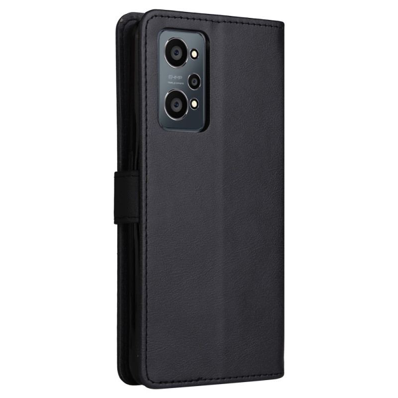 Capa Flip Para Realme GT Neo 3T / Neo 2 De Cordão Efeito De Couro Com Tiras