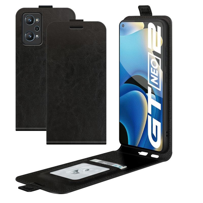 Capa Flip Para Realme GT Neo 3T / Neo 2 De Couro Aba Vertical Efeito Couro