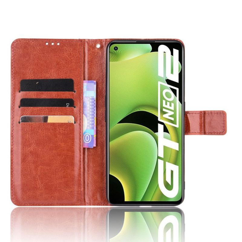 Capa Flip Para Realme GT Neo 3T / Neo 2 Couro Falso Chamativo