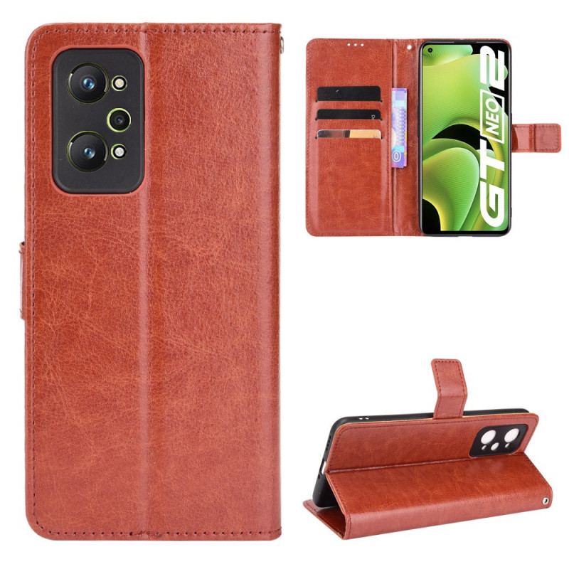 Capa Flip Para Realme GT Neo 3T / Neo 2 Couro Falso Chamativo