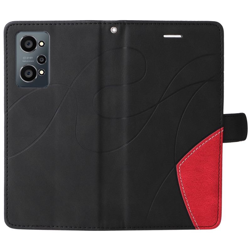 Capa Flip Para Realme GT Neo 3T / Neo 2 Couro Sintético De Assinatura De Dois Tons