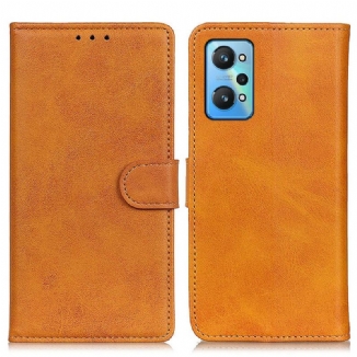 Capa Flip Para Realme GT Neo 3T / Neo 2 Efeito De Couro Retrô Fosco