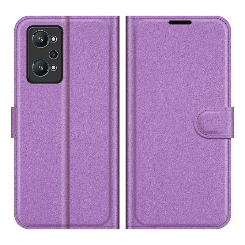 Capa Flip Para Realme GT Neo 3T / Neo 2 Efeito Lichia Clássico