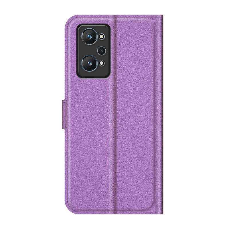 Capa Flip Para Realme GT Neo 3T / Neo 2 Efeito Lichia Clássico