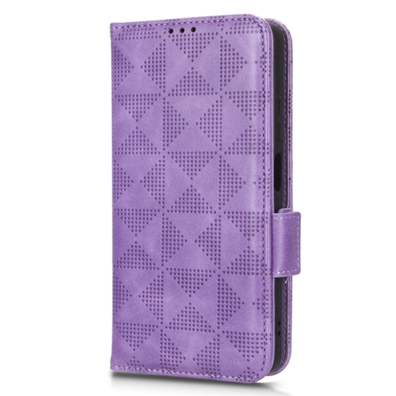 Capa De Couro Para Xiaomi Redmi Note 12 Pro Triângulos Com Cordão