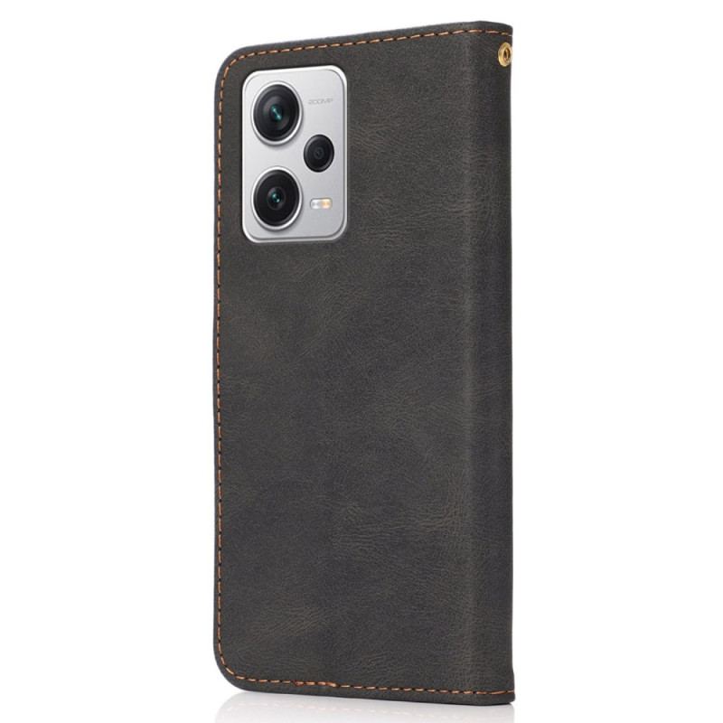 Capa Flip Para Xiaomi Redmi Note 12 Pro De Cordão Correia De Dois Tons