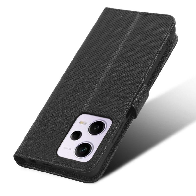 Capa Flip Para Xiaomi Redmi Note 12 Pro De Cordão Couro Falso Estiloso Com Tiras