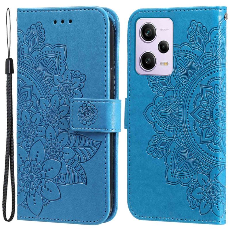 Capa Flip Para Xiaomi Redmi Note 12 Pro De Cordão Mandala De Flor De Alça