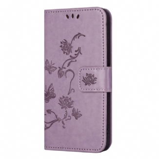 Capa Flip Para Xiaomi Redmi Note 12 Pro De Cordão Strappy Floral