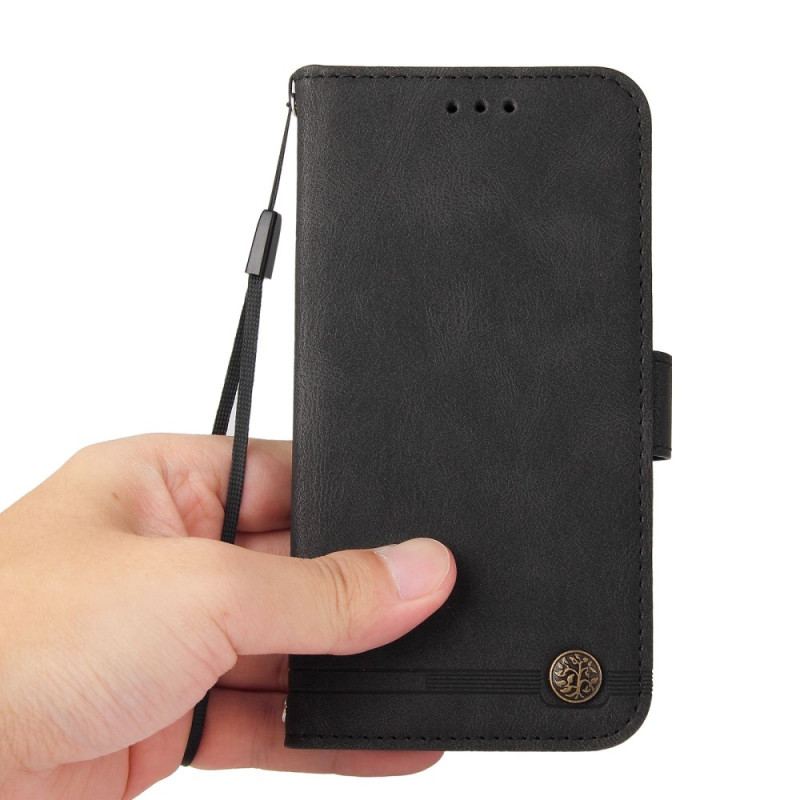 Capa Flip Para Xiaomi Redmi Note 12 Pro Estilo De Couro Com Rebite Decorativo