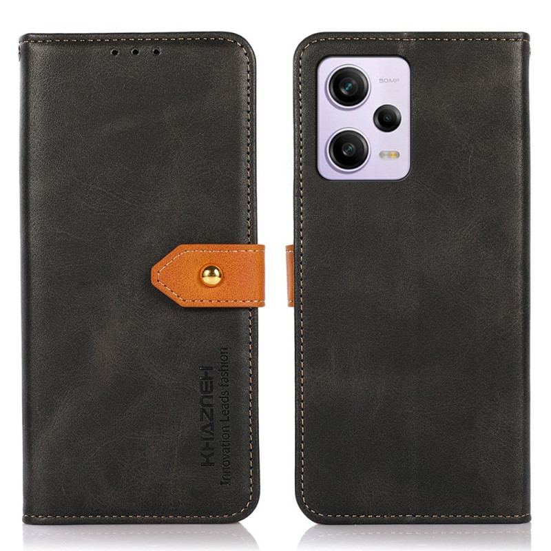 Capa Flip Para Xiaomi Redmi Note 12 Pro Fecho Dourado Bicolor Khazneh