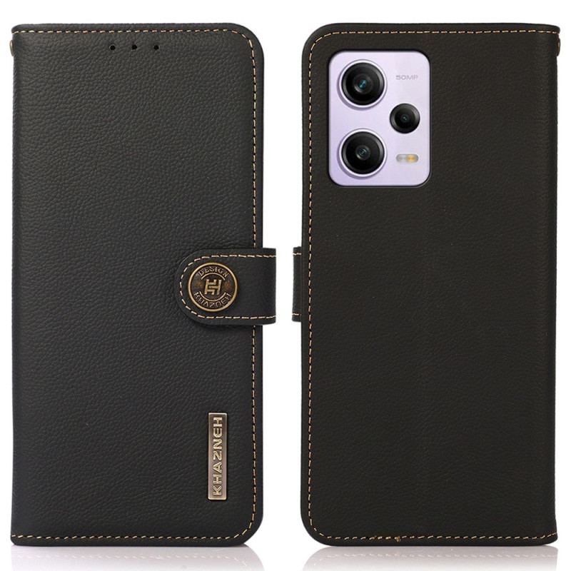 Capa Flip Para Xiaomi Redmi Note 12 Pro Khazneh Rfid Couro Genuíno