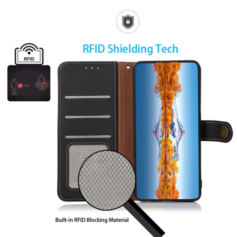 Capa Flip Para Xiaomi Redmi Note 12 Pro Khazneh Rfid Couro Genuíno