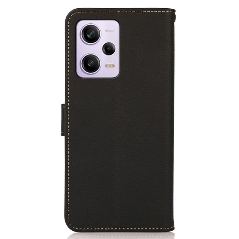 Capa Flip Para Xiaomi Redmi Note 12 Pro Khazneh Rfid Couro Genuíno