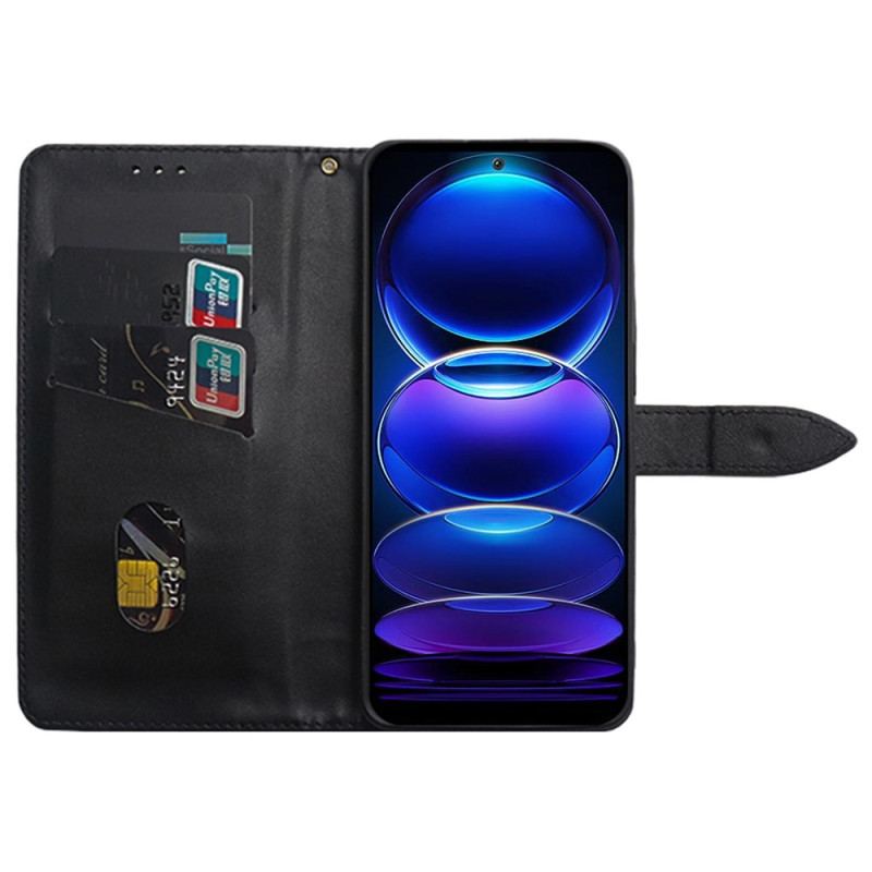 Capa Flip Para Xiaomi Redmi Note 12 Pro Rebites E Cordão