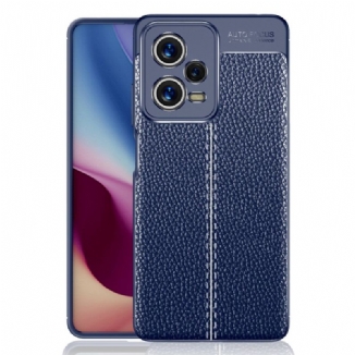 Capa Para Xiaomi Redmi Note 12 Pro Linha Dupla Efeito Couro Litchi