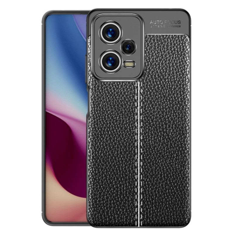 Capa Para Xiaomi Redmi Note 12 Pro Linha Dupla Efeito Couro Litchi